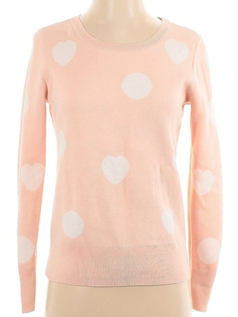 Ann Taylor Pink Intarsia knit heart sweater 0187